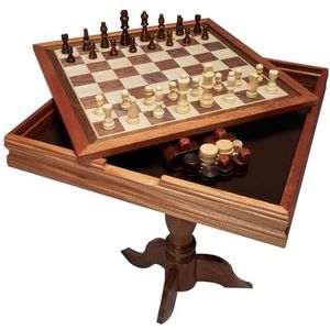 VEVOR 3-in-1 schaakspel backgammon tafelset, 45 cm premium houten schaaktafel, luxe combo-gametafel meubelset, schaakset, bordspel, cadeau voor gezinsbordspellen