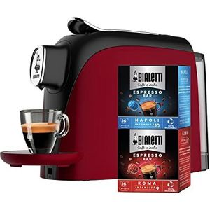 Bialetti Mignon espressomachine voor aluminium capsules, inclusief 32 capsules, compact, tank 500 ml, rood