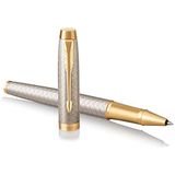 Parker IM Rollerbalpen, premium warm zilver, fijne punt, zwart, geschenkdoos