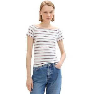 TOM TAILOR Denim T-shirt voor dames, 35338 - White Multicolor Stripe, XXL