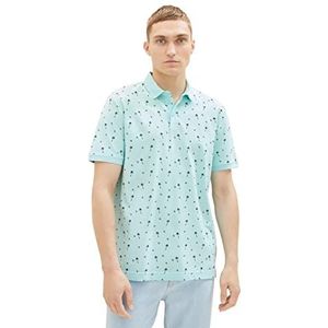 TOM TAILOR Denim Piqué poloshirt voor heren met palmpatroon, 31913 - Blue Black Mini Palm Paisley, XXL