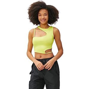 Koton Dames Ribbed Metal Acessory Cut Out Detail Crop Tanktop, groen (787), XS