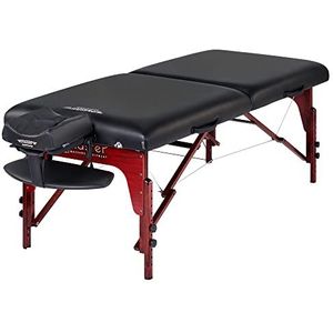Master Massage Montclair Mobiel Inklapbaar massagebed, massagebed, cosmetica-ligstoel, houten poten, draagtas, draagbare massagetafel, massagestoel, zwart