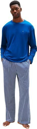 Tommy Hilfiger Heren LS JERSEY PJ SET PRINT UM0UM03602 Set, Paars, XS, Paars (diepe indigo/blauwe dichte streep), XS