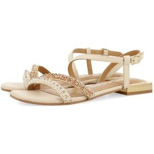 GIOSEPPO Landkey - Damessandalen - Ivoor Wit - Leren - Strass-steentjes - Verstelbare Sluiting