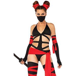 Leg Avenue 86693 Killer Ninja-kostuum, zwart/rood, small (EUR 36)