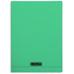 Calligraphe 18385C - Groen Geniet notitieboekje - 24x32 cm - 96 pagina's met kleine ruitjes - Wit papier van 90 g - Transparante polypropyleen kaft - Merk van Clairefontaine
