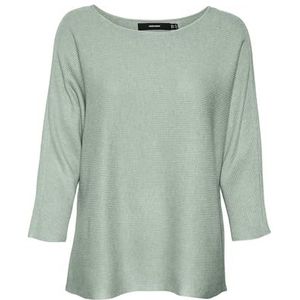 VERO MODA Dames VMNORA 3/4 Boatneck Blouse NOOS Pullover Silt Green/Detail: W Melange, S, Silt Green/Detail:w. Melange, S