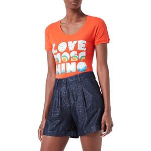 Love Moschino Dames High Waist in Viscose Blend Lurex Chambray Casual Shorts, donkerblauw (dark blue denim), 46 NL