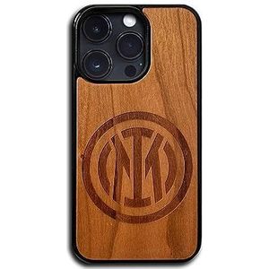 Inter beschermhoes van hout, 100% duurzaam, compatibel met iPhone 13 Pro, dunne beschermhoes 6,1 inch
