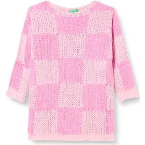 United Colors of Benetton trui voor meisjes en meisjes, Quadri Rosa Salmone E Rosa 74p, 120 cm
