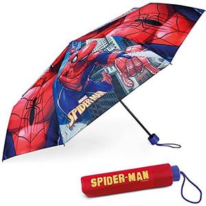 Windproof Spiderman Paraplu Voor Kinderen - BONNYCO | Opvouwbare Paraplu met Tas, Rugzak of Reistas | Compacte Paraplu met Stevige Structuur | Mini-paraplu voor Jongens - Geschenk voor Jongens