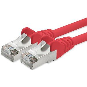 Ethernet Cable Gigabit LAN Netwerkkabel RJ45 CAT 5e folie en gevlochten afscherming SFTP Netwerkkabel Kabel Ethernet Lan Patchkabel met 2x RJ45 pluggen 0,25m rood