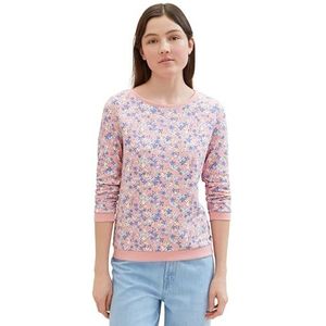 TOM TAILOR Denim Sweatshirt voor dames, 35696 - Roze Flower Print, L