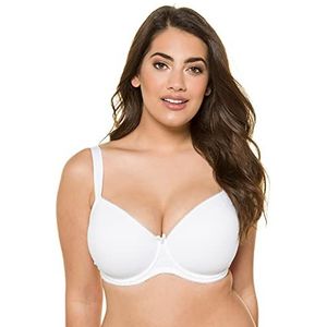 Ulla Popken Dames grote maten beugel BH tot 110D | Lingerie | zachte schelpen, verstelbare bandjes | Naadloos, Uni & Sierstrik | 697144, wit (wit 20), 90D