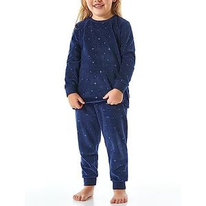 Schiesser Meisjespyjama Set van warme kwaliteit badstof - fleece - Interlock - Maat 92 tot 140, Nachtblauw_179957, 92 cm