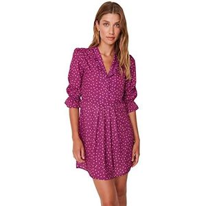 TRENDYOL Dames Woman Midi Wrapover Double-Brested Woven Dress Jurk, lila, 36