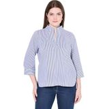 Ulla Popken - Blouse - Royal Blue/Koningsblauw/Wit - Wijde Blouse - Gestreept