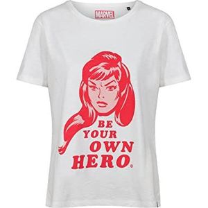 Marvel Black Widow Hero Print T-Shirt - Ecru Slub, Maat: S - Officieel gelicentieerde vintage stijl, gedrukt in het Verenigd Koninkrijk, ethisch geproduceerd, Ecru, S