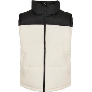 Urban Classics Heren vest outdoor gewatteerd vest bodywarmer streetwear gilet jas, vrije tijd blok buffer vest, maat S tot 5XL, zwart/wit, XL