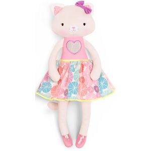 B. toys van Battat BX1795C30Z B pluche designer pop – zacht & knuffelig knuffel dierenkatje – roze & pasteljurk – sprankelend – 38 cm – wasbaar – tikkelende tenen – Cali Cat – 18m +