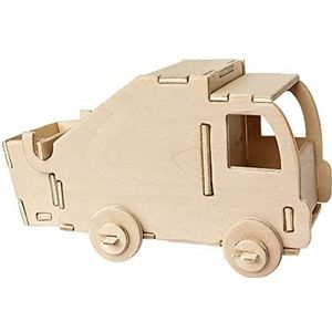 Pebaro 851/7 houten bouwpakket vuilniswagen, 3D-puzzel, modelbouwset, knutselen met hout, houten puzzel, voorgestanst houten blad, incl. schuurpapier, uitbreken, in elkaar zetten, klaar, cadeau-idee