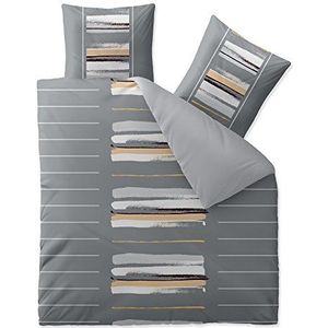 aqua-textil Trend beddengoed 200x200 cm 3-delig katoenen dekbedovertrek Hanaa strepen grijs-wit beige