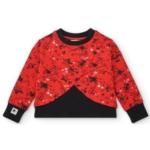 Tuc Tuc Rood T-shirt met muziekprint en zwarte details voor meisjes, collectie Dark and Roses (maat 12 jaar)