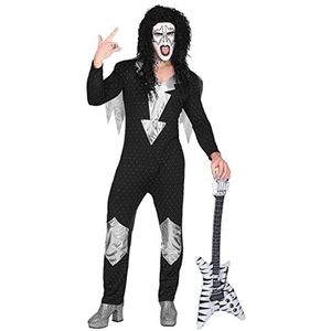 Widmann - Kostuum Heavy Metal Rock Star, overall, cape, jaren 80, carnaval, themafeest, zwart