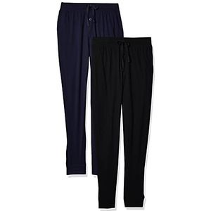 Fruit of the Loom voor heren Jersey gebreide joggingbroek slaapbroek (1 & 2 stuks) Pyjama Bottom, zwart/marineblauw, M