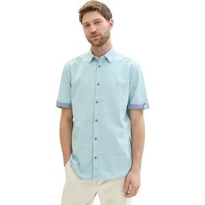 TOM TAILOR heren overhemd, 35427 - turquoise geometrisch design, S