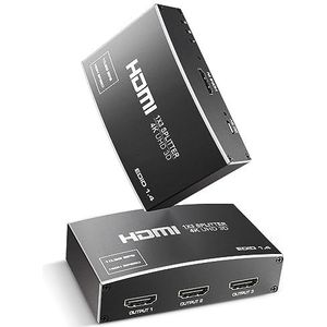 NEWCARE 4K HDMI Splitter 1 in 3 uit, 1 × 3 HDMI Splitter Ondersteuning 4Kx2K, 1080P, 3D, HDR, DTS/Doby-TrueHD voor Xbox PS4 PS3 Fire Stick Roku Blu-Ray-speler Apple TV (HDMI-kabel inbegrepen)