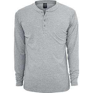 Urban Classics Heren Basic Henley L/S T-shirt, heren shirt met lange mouwen, verkrijgbaar in vele verschillende kleuren, maten XS tot XXL, grijs, XL