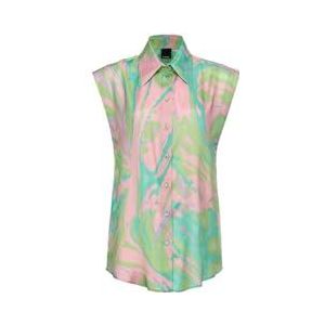 Pinko CABIRI Overhemd, satijnen print, Splash, Sn2_Mult.Groen/Roze, 42 NL