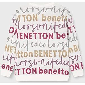 United Colors of Benetton Tricot G/C M/L 1194Q101X trui, wit met kleurrijke opschriften 901, El meisje