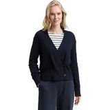 TOM TAILOR - Gebreid Vest - Marine - V-hals - Lange Mouw