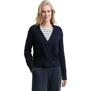 TOM TAILOR - Gebreid Vest - Marine - V-hals - Lange Mouw
