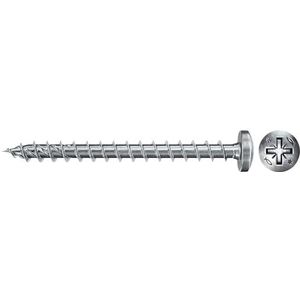 fischer PowerFast II PZF 3,5 x 20, spaanplaatschroef (200 stuks) met volledige schroefdraad, pan kop met kruiskop, schroef voor houtbewerking, vermindert inschroefweerstand en inschroeftijd