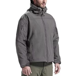FREE SOLDIER Multi-pocket outdoor windbreak jas tactische ondoordringbare cap jas softshell heren outdoor jas, grijs, S