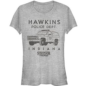 Stranger Things Vrouwen Hawkins Police Auto Short Sleeve T-Shirt, Heather Grey, M, Heather Grey, M