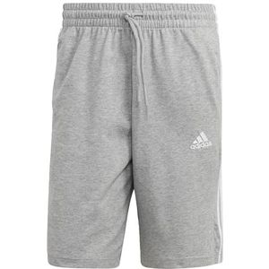adidas Heren Essentials Single Jersey 3-Stripes Shorts, Medium Grey Heather/White, S