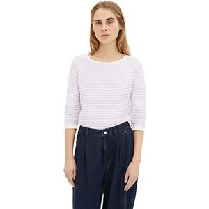 TOM TAILOR Denim Dames Sweatshirt 1017277, 31390 - White Lilac Structured Stripe, S