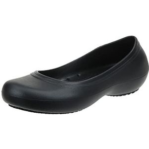 Crocs Dames op het Werk Ballerina's | Slip Resistant Werkschoenen, Zwart/Zwart, 39 EU