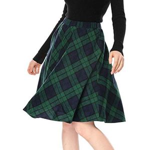Allegra K dames Plaids elastische taille knie lengte een lijn rok