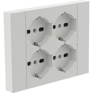 Electraline 22105 inbouwstopcontact Quadra 4 plaatsen universeel P40, compatibel met alle 3-voudige inbouwdozen (metselwerk of gipsplaat)