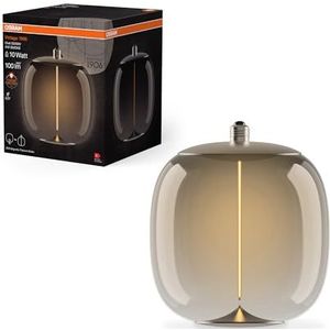 OSRAM Vintage 1906® Big Elipse Oval, decoratieve LED lamp met rookkleurig glas, met ultraslanke en magnetische gloeidraad, E27 lampvoet, 4 watt, gezellig warm wit (1800K), laag energieverbruik