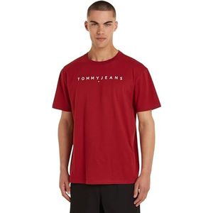 Tommy Jeans Heren TJM Reg lineair logo T-shirt Ext S/S T-shirts, Magma Rood, 6XL grote maten tall