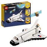 LEGO Creator 3in1 Space Shuttle Set Inclusief Astronaut Poppetje met Beweegbare Onderdelen en Ruimteschip, Leuk Speelgoed voor Jongens en Meisjes vanaf 6 Jaar, Ruimte Cadeau voor Kinderen 31134