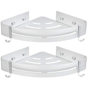 POKIENE Space Aluminium doucheplanken, 2 stuks, doucherek, badkameraccessoires, zonder boren, voor badkamer, keuken (dubbellaags)