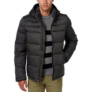 Tommy Hilfiger heren Down Alternatieve bovenkleding jas Klassieke Puffer Jas met capuchon, Hei houtskool, B08F46P6GZ